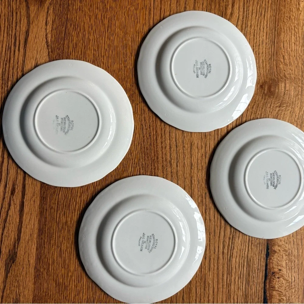 J&G Meakin Royal Staffordshire Heirloom Ironstone white set of 4 Plates ~7 in